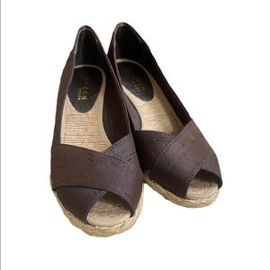 LAUREN By Ralph Lauren Brown Shantung (Silk) Woven Espadrilles Size 5B. NWOT